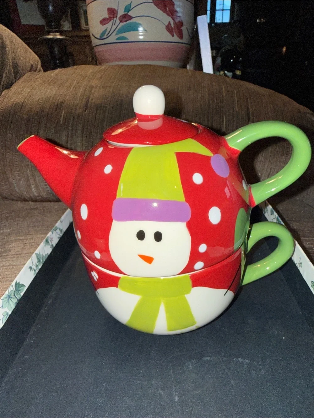 Pier 1 Imports Christmas Tea Pot & Mug “Tea for One”!!